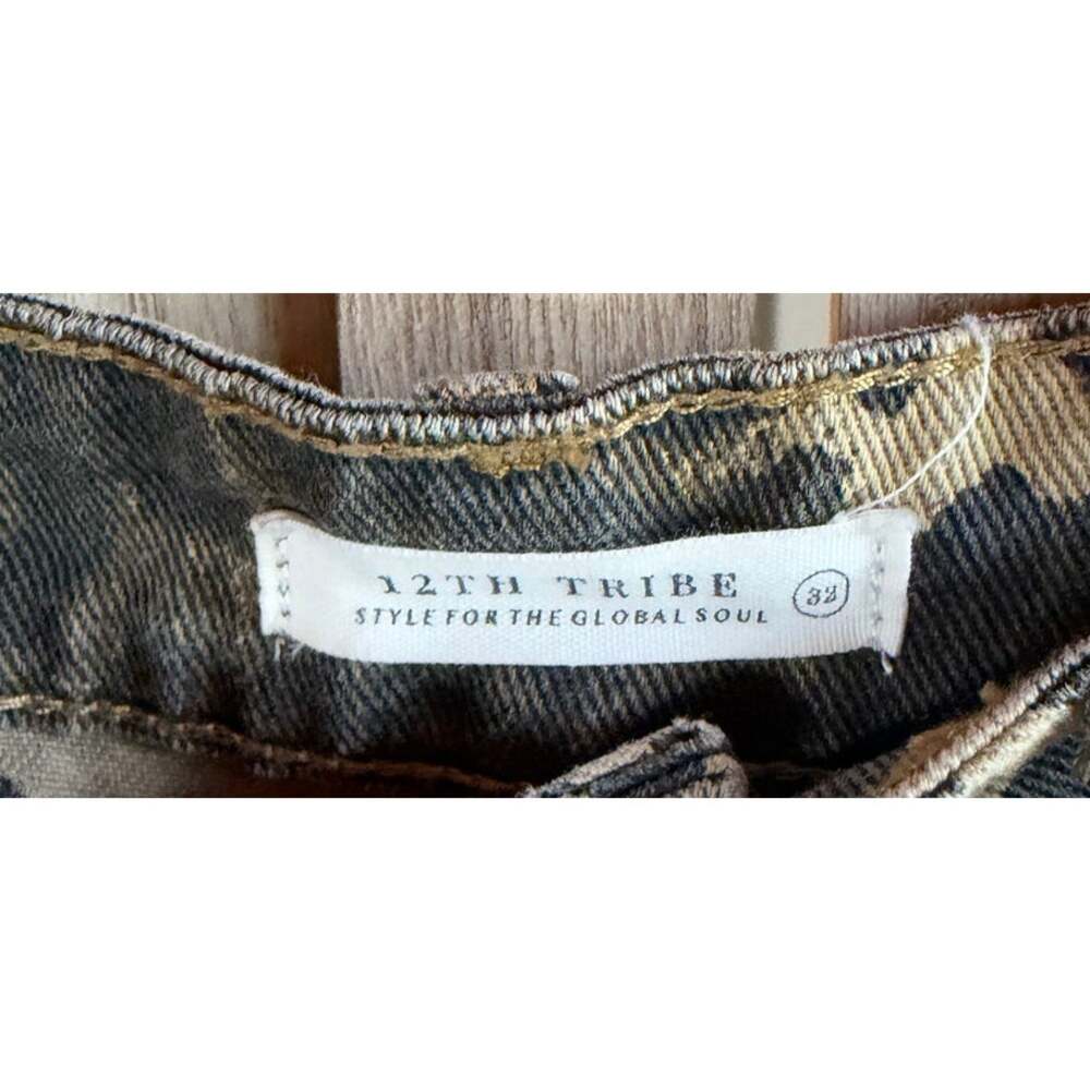 12th TRIBE Muse Leopard Print Barrel Leg Jeans Size 32 - Picture 6 of 10